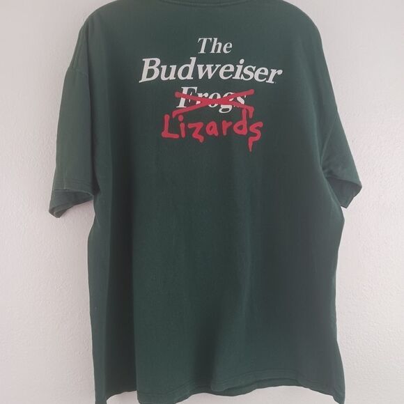 Budweiser Wild Oats  T Shirt Size XLarge Frogs Lizards Green - Picture 5 of 5
